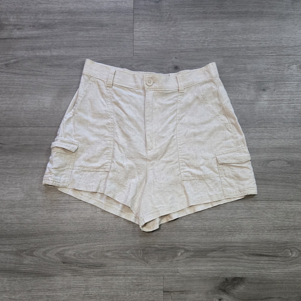 Hollister Ultra High Rise Soft Shorts Womens Small Linen Blend Cargo Relaxed